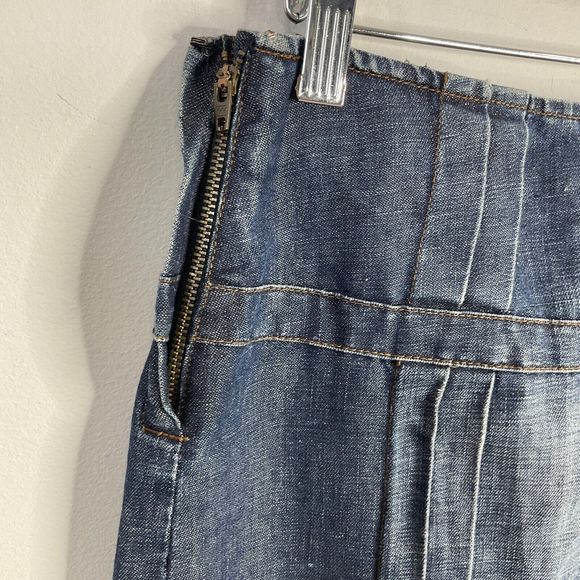 Vintage AX ARMANI EXCHANGE Women Skirt Chambray Cotton Linen Blend Size 0P 90's - Picture 5 of 10